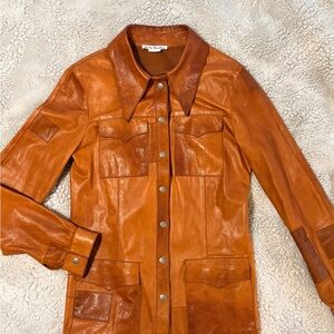 Acne Studios Brown Leather Shirt Jacket